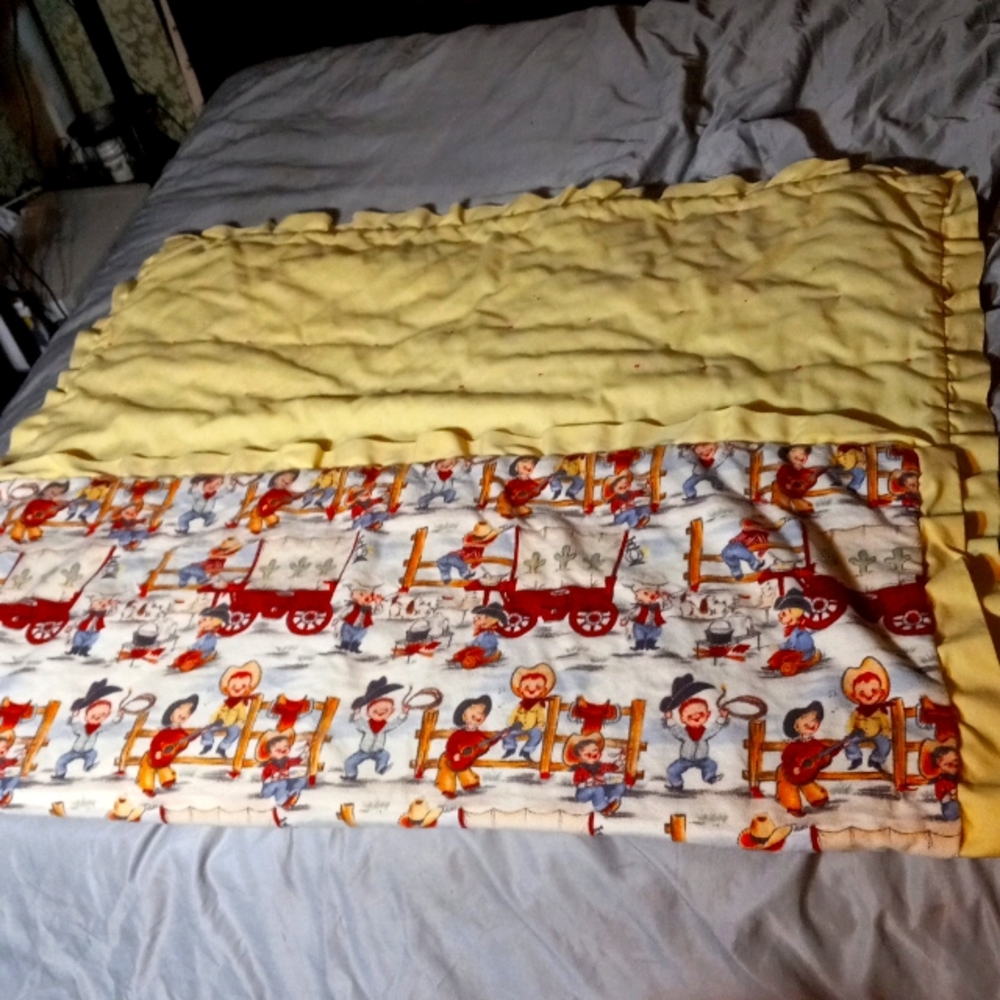 Toddlers vintage western cowboy blanket